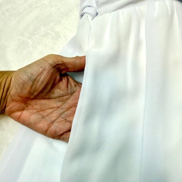 2 Layered Knee Length Dress w/Sash Belt Women 3X White eShakti - Picture 11 of 12